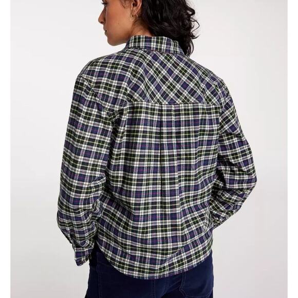 Alpine Design Women's Navy Cream Timberline Plaid Flannel Button Up Shirt Size L - Picture 2 of 7